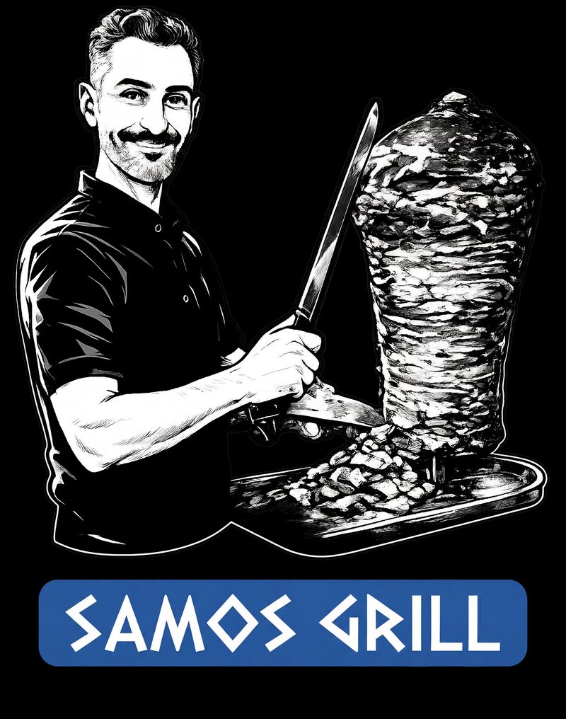 Inhaber von Samos Grill am Gyros-Spieß